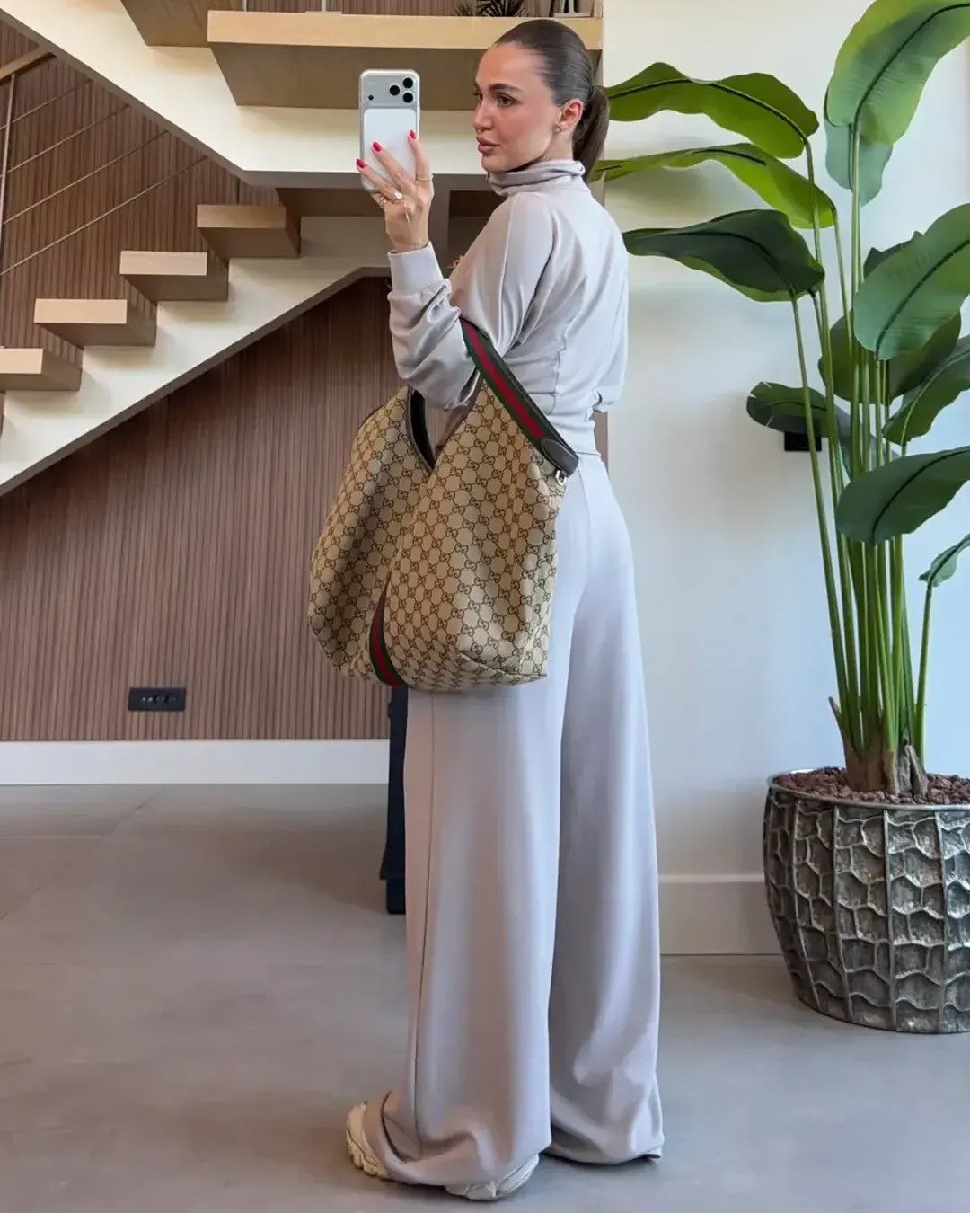 Two Piece Set - Beige - three-quarter view