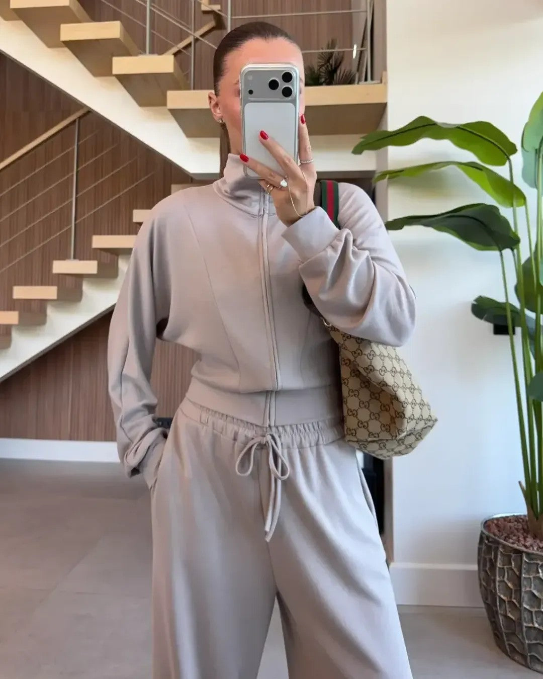 Two Piece Set - Beige - front view