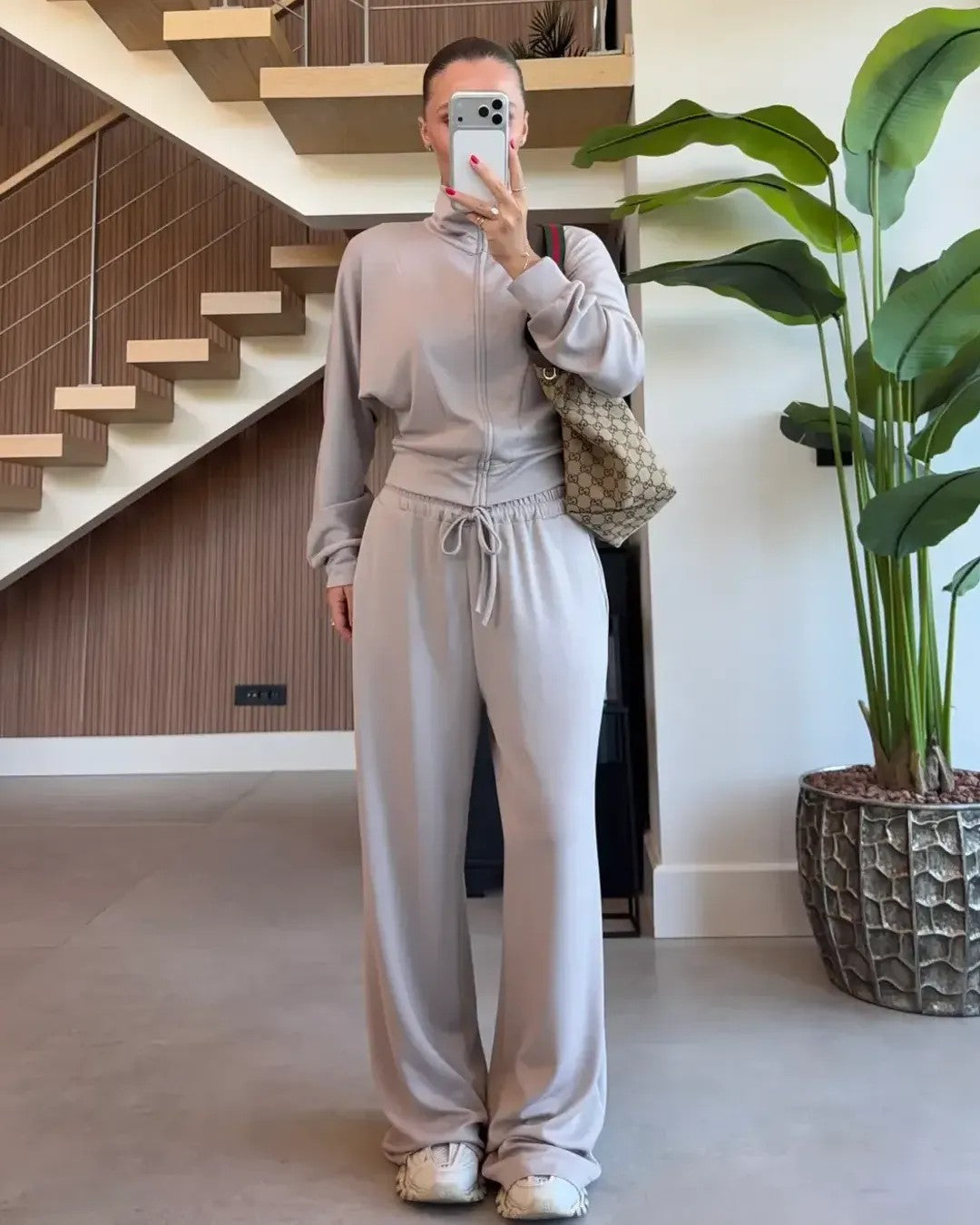 Two Piece Set - Beige - front view