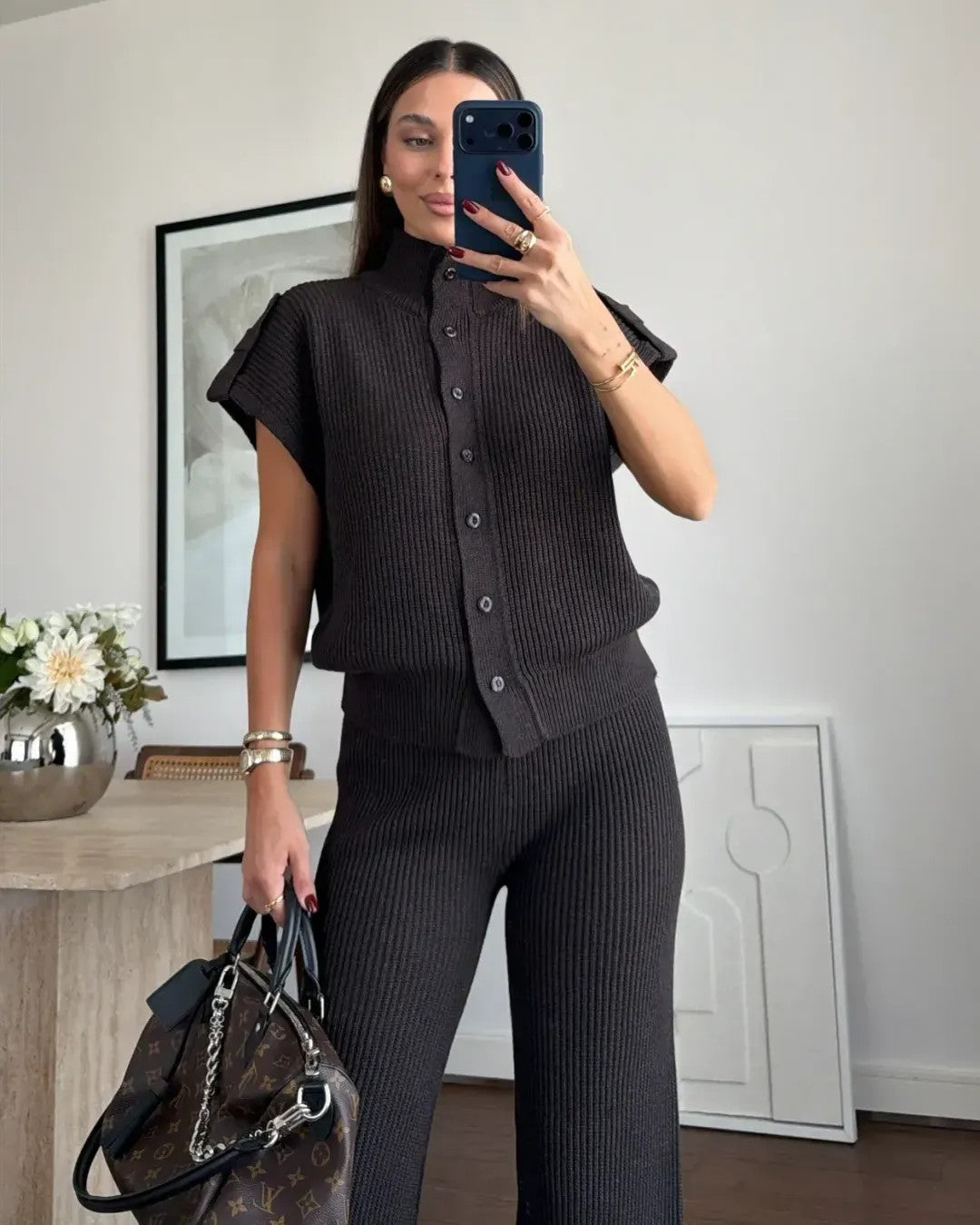 Two Piece Set - Brown - front view