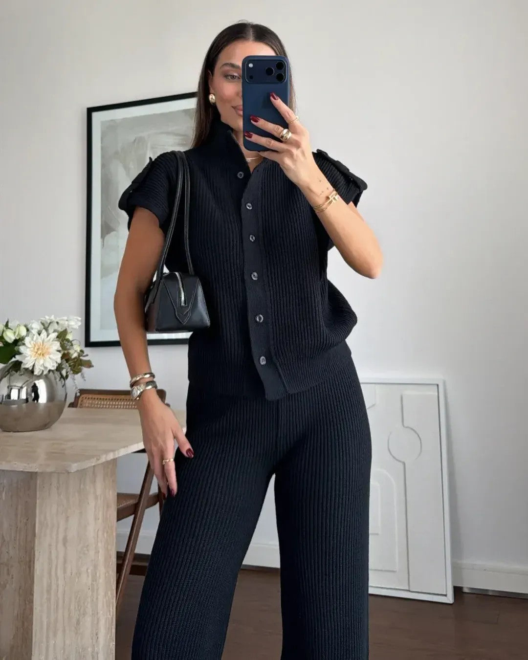 Two Piece Set - Black - front view