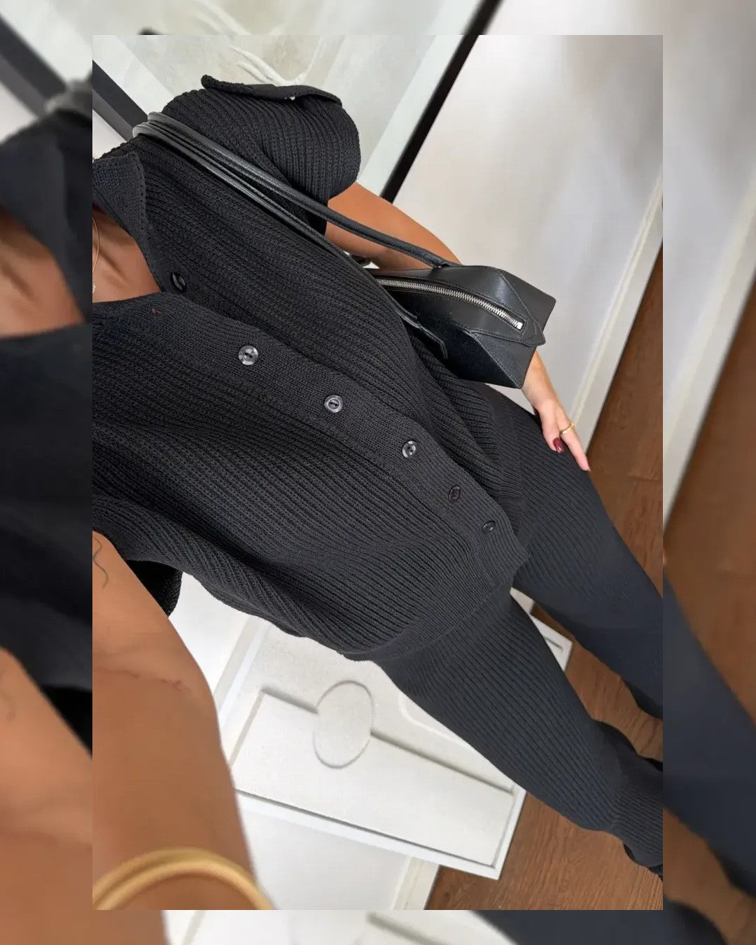 Two Piece Set - Black - three-quarter view