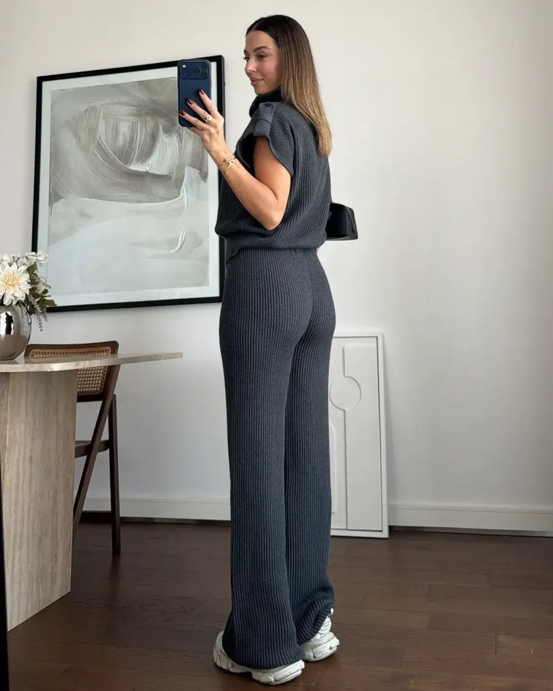 Two Piece Set - Dark Grey - back view