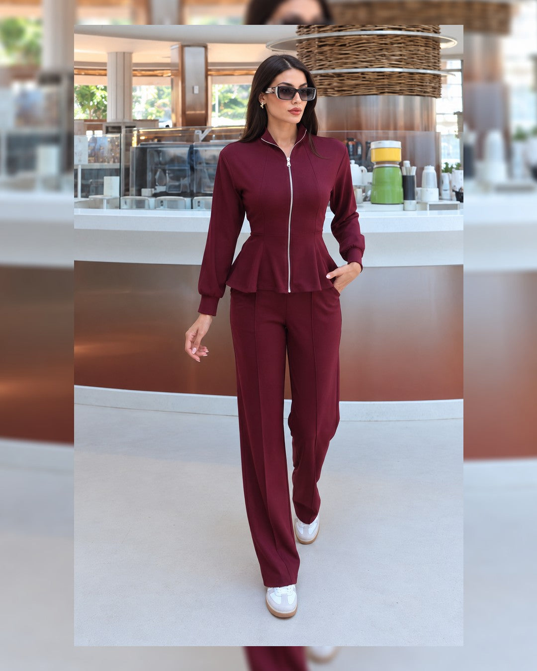 Two Piece Set - Burgundy - front view