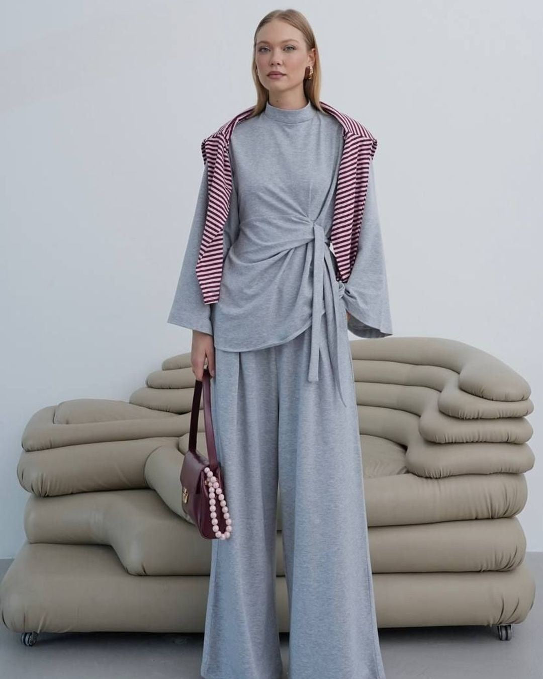 Two Piece Set - Grey - front view