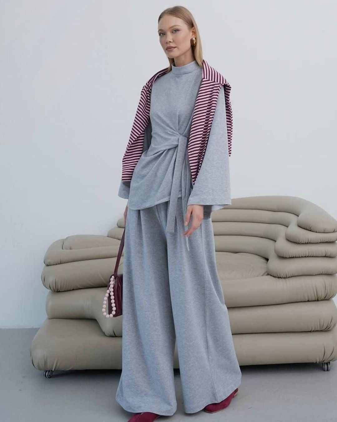 Two Piece Set - Grey - front view