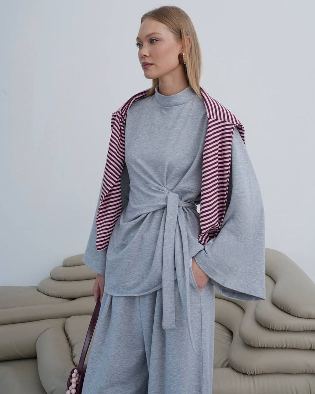 Two Piece Set - Grey - three-quarter view