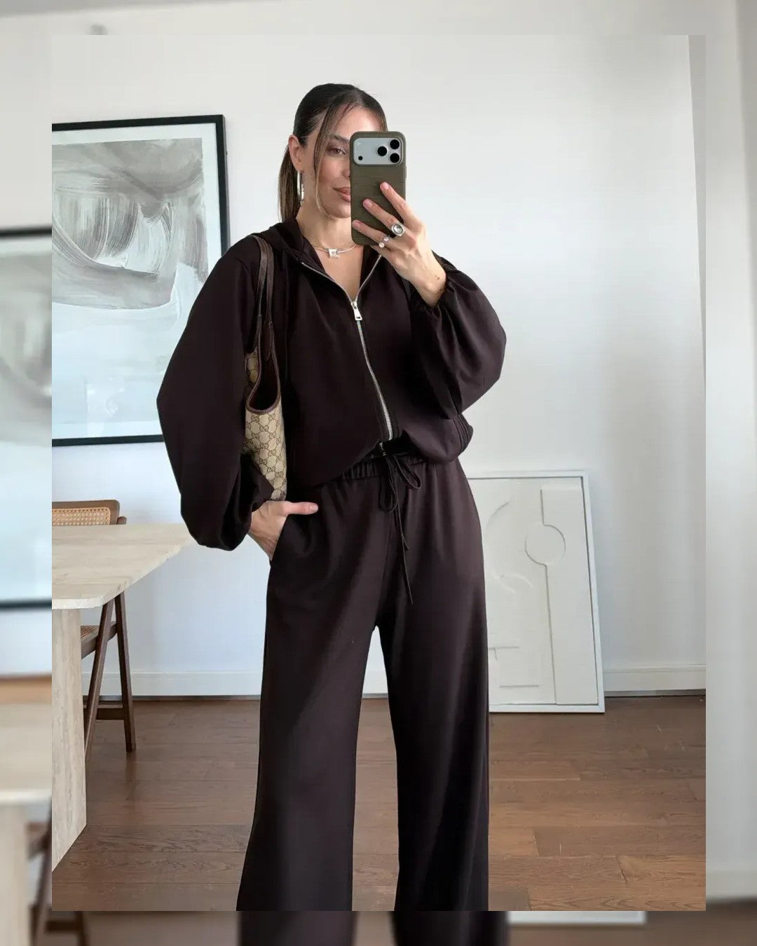 Two Piece Set - Brown - front view