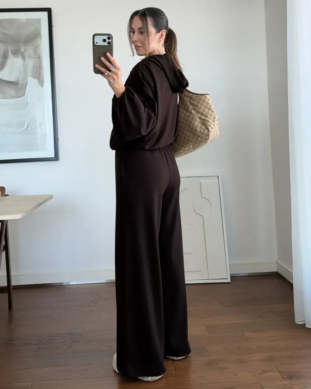 Two Piece Set - Brown - three-quarter view