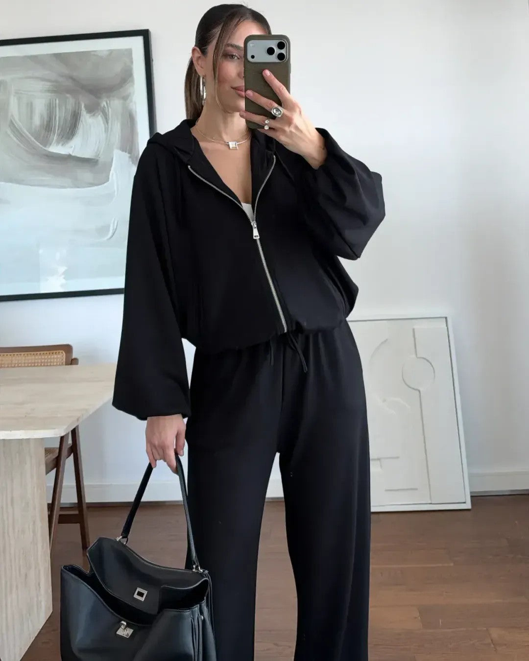 Two Piece Set - Black - front view