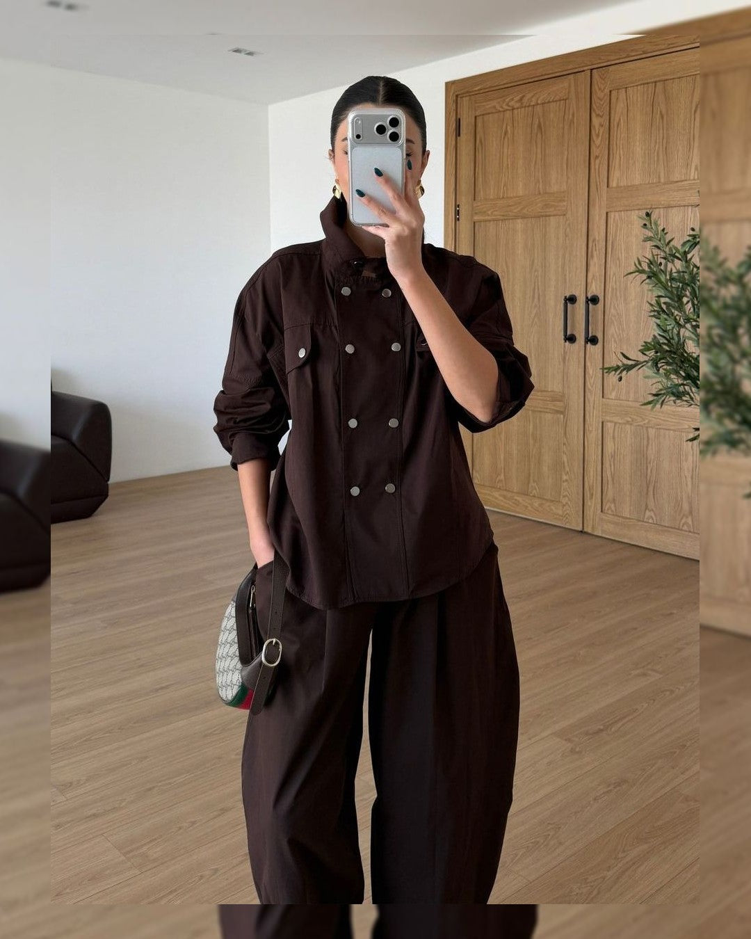 Two Piece Set - Brown - front view
