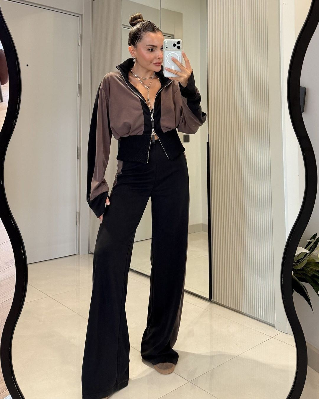 Two Piece Set - Brown - front view