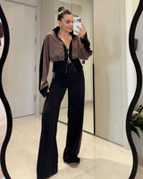 Two Piece Set - Brown - front view