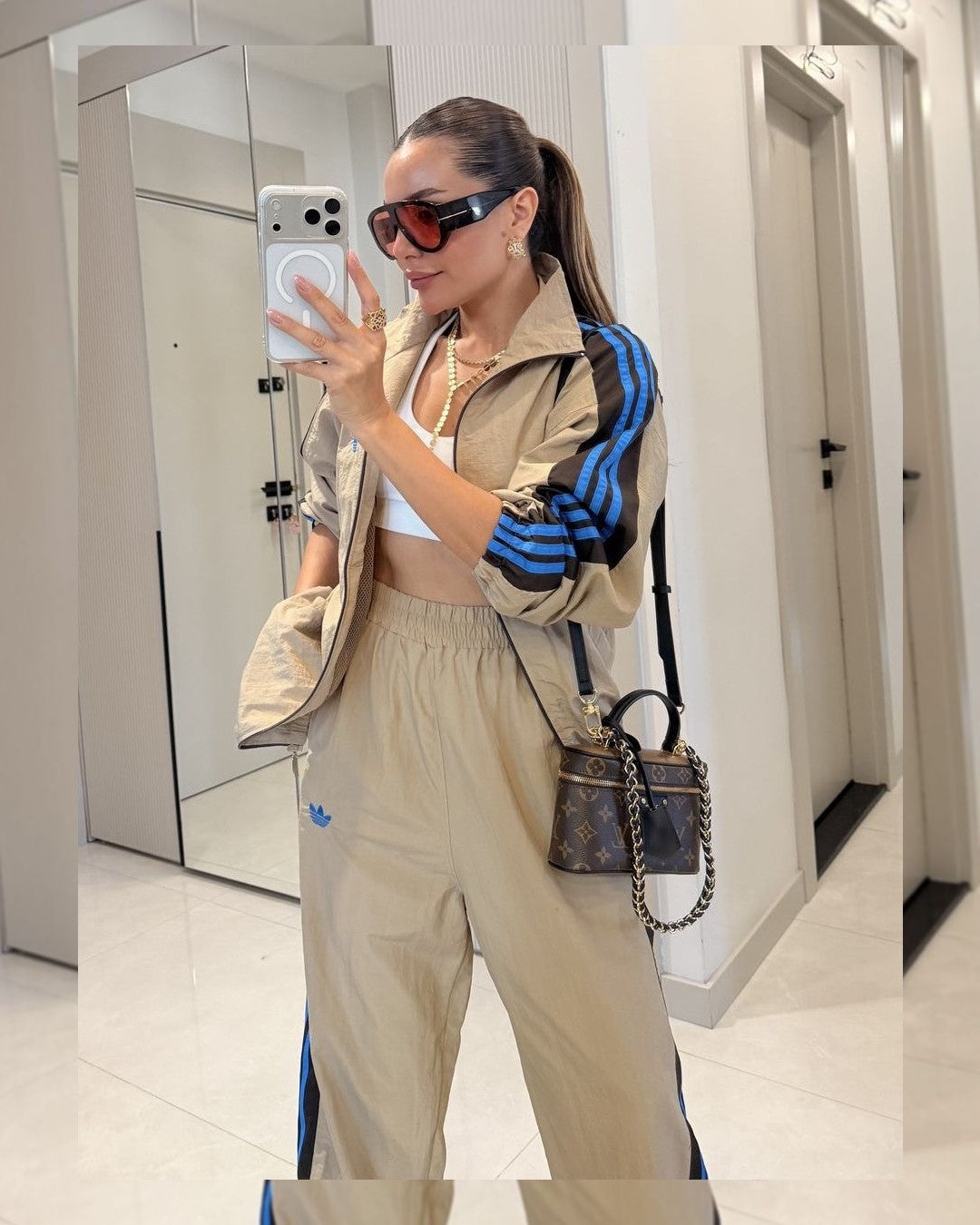 Two Piece Set - Beige - three-quarter view