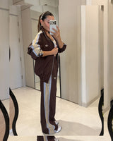 Two Piece Set - Brown - three-quarter view