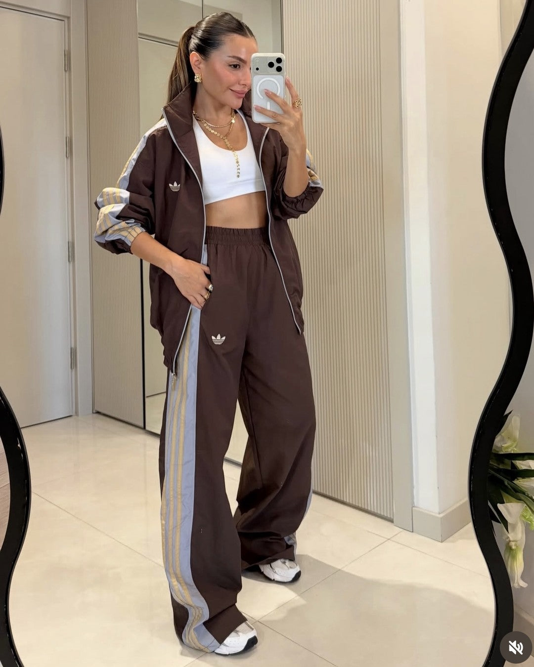 Two Piece Set - Brown - three-quarter view