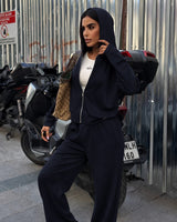 Two Piece Set - Navy - three-quarter view