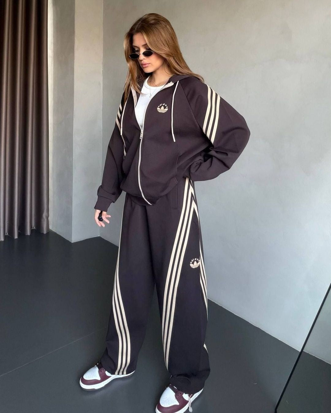 Two Piece Set - Brown - three-quarter view