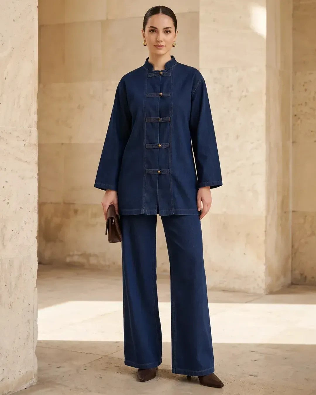 Two Piece Set - Dark Denim - front view