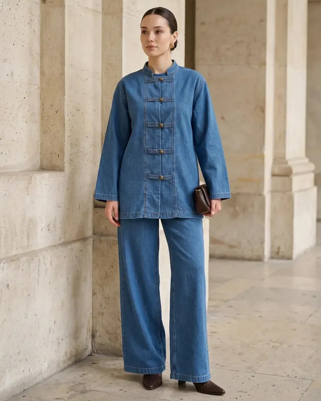 Two Piece Set - Light Denim - front view