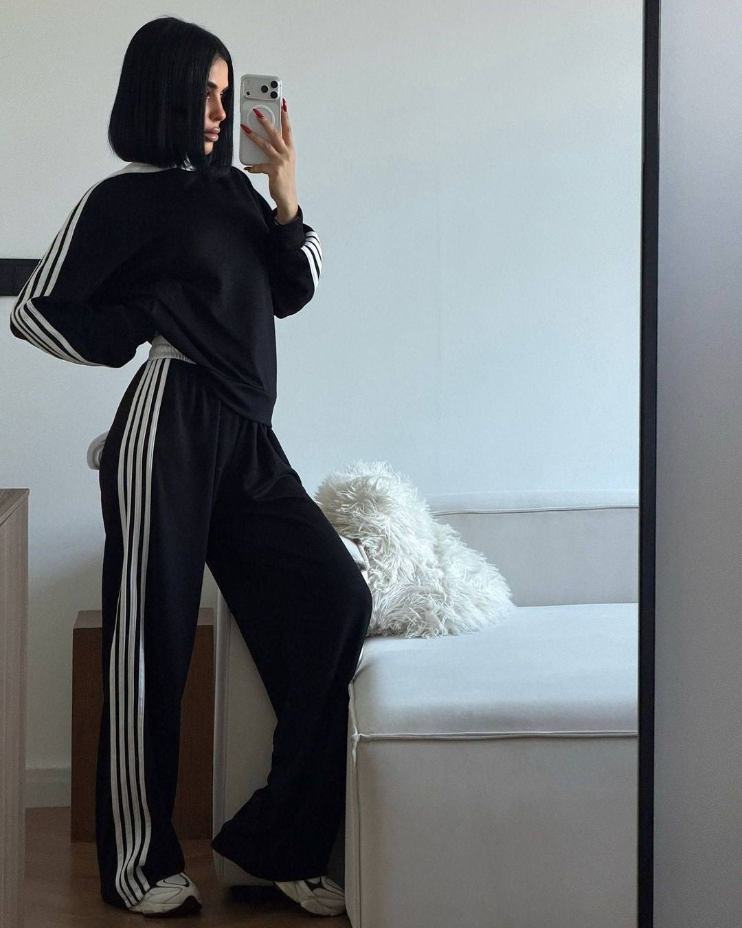 Two Piece Set - Black - three-quarter view