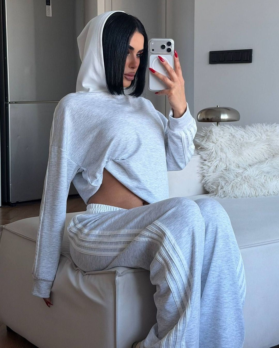 Two Piece Set - Grey - three-quarter view