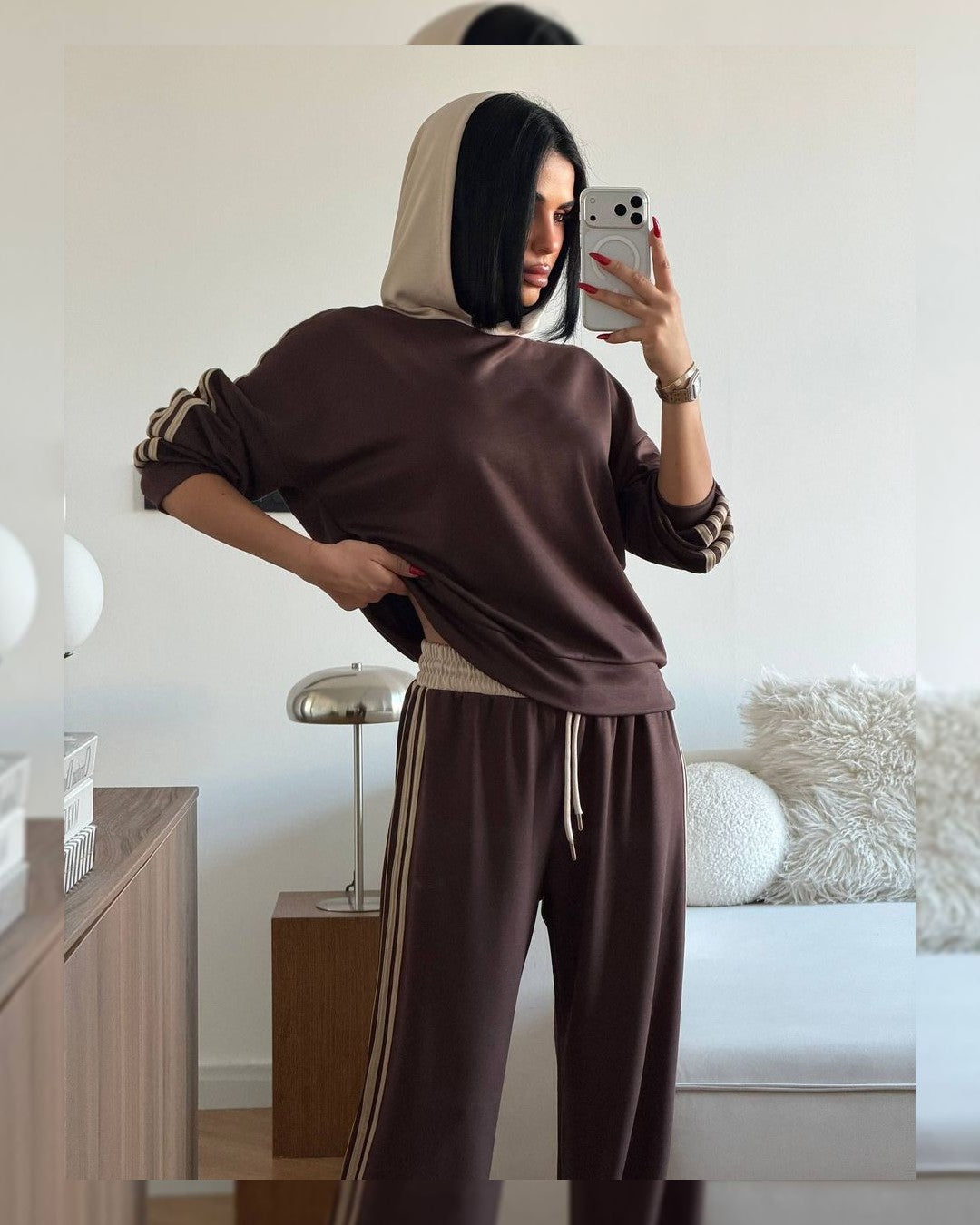 Two Piece Set - Brown - front view