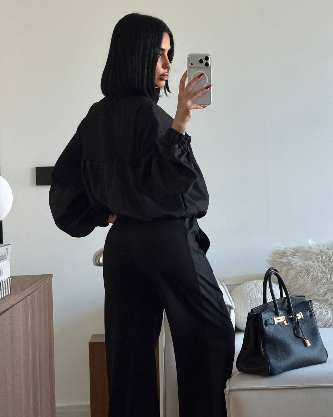 Two Piece Set - Black - three-quarter view