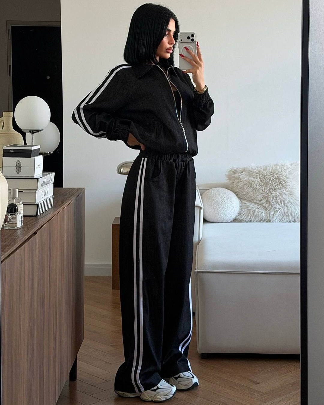 Two Piece Set - Black - three-quarter view