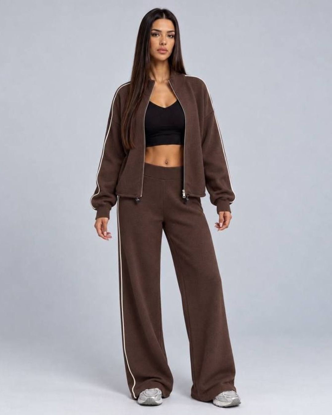 Two Piece Set - Brown - front view