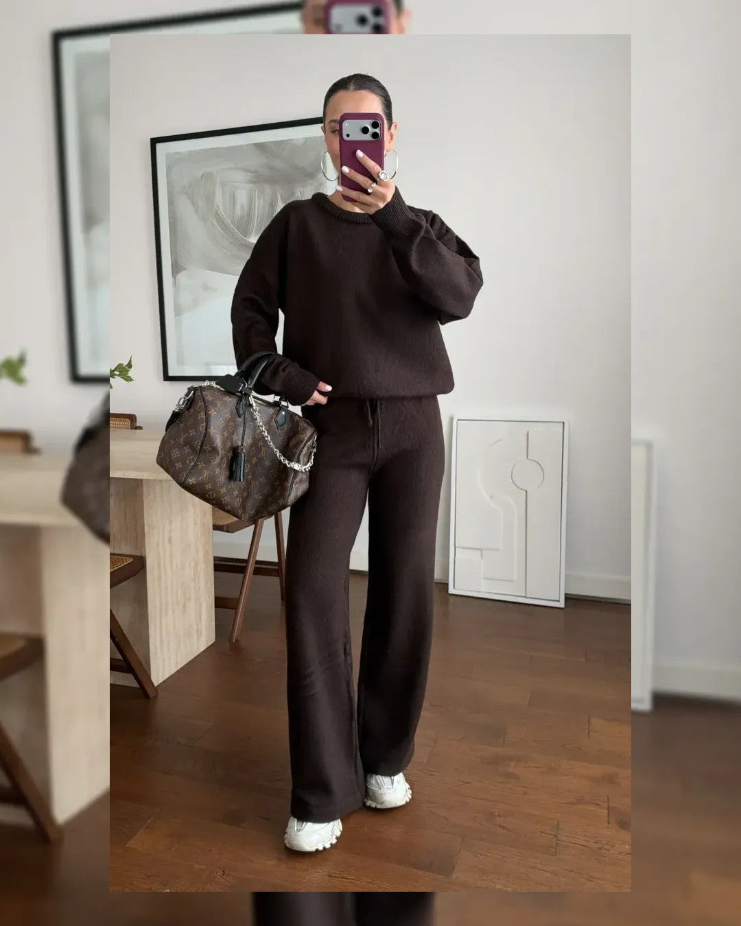 Two Piece Set - Brown - front view