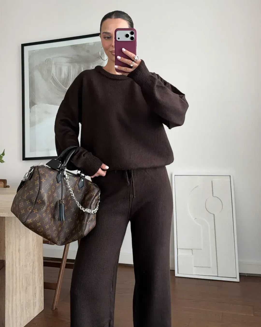 Two Piece Set - Brown - front view