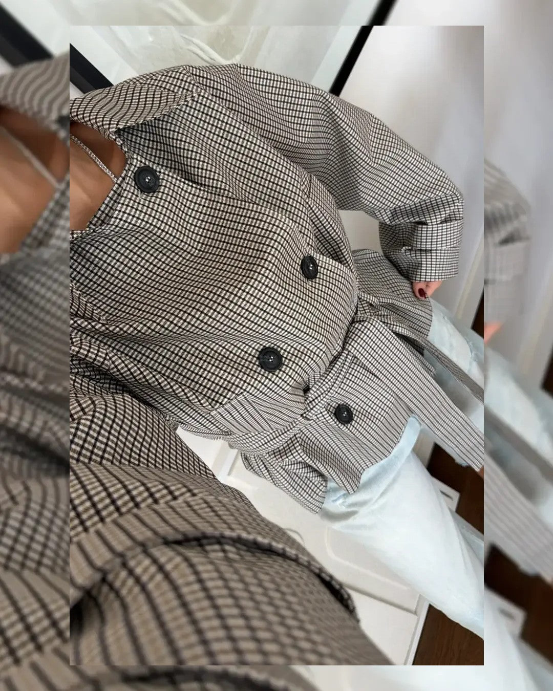 Wrap-Waist Check Jacket