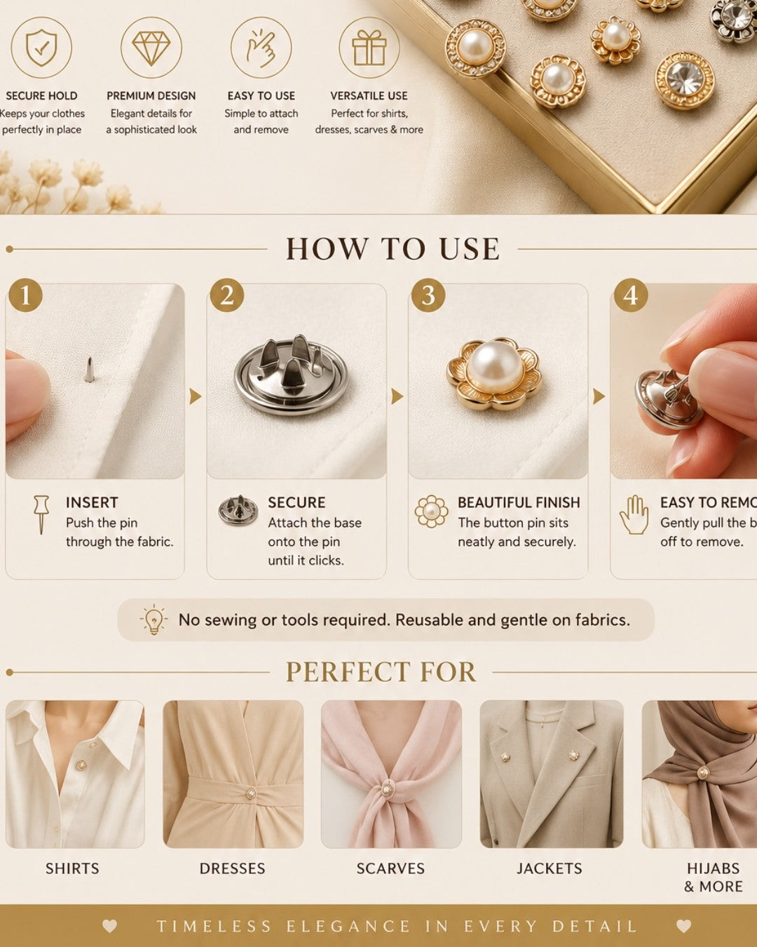 20 Pcs Clothing Button Pins