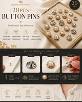 20 Pcs Clothing Button Pins