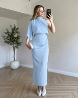 Asymmetric Draped Midi Dress
