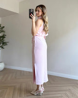 Asymmetric Draped Midi Dress