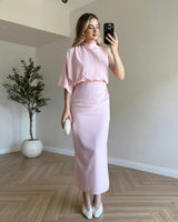 Asymmetric Draped Midi Dress