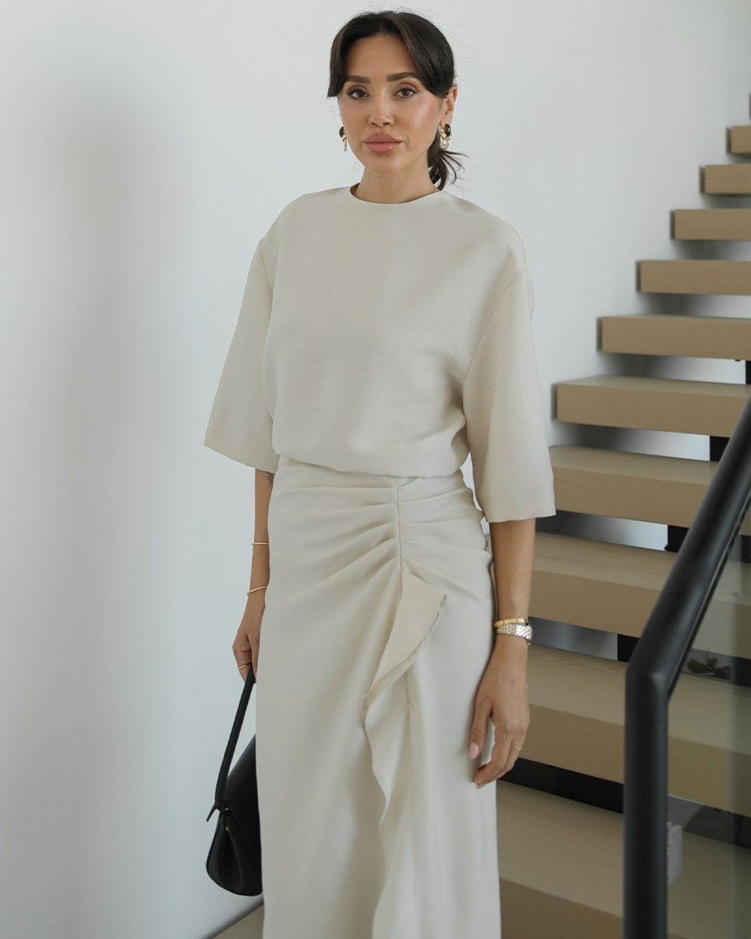 Asymmetric Ruffle Flow Dress