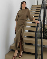 Asymmetric Ruffle Flow Dress