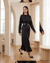 Belted Elegance Satin Set