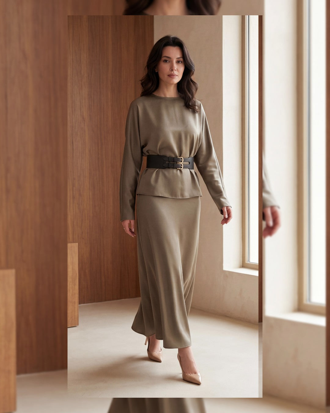 Belted Elegance Satin Set