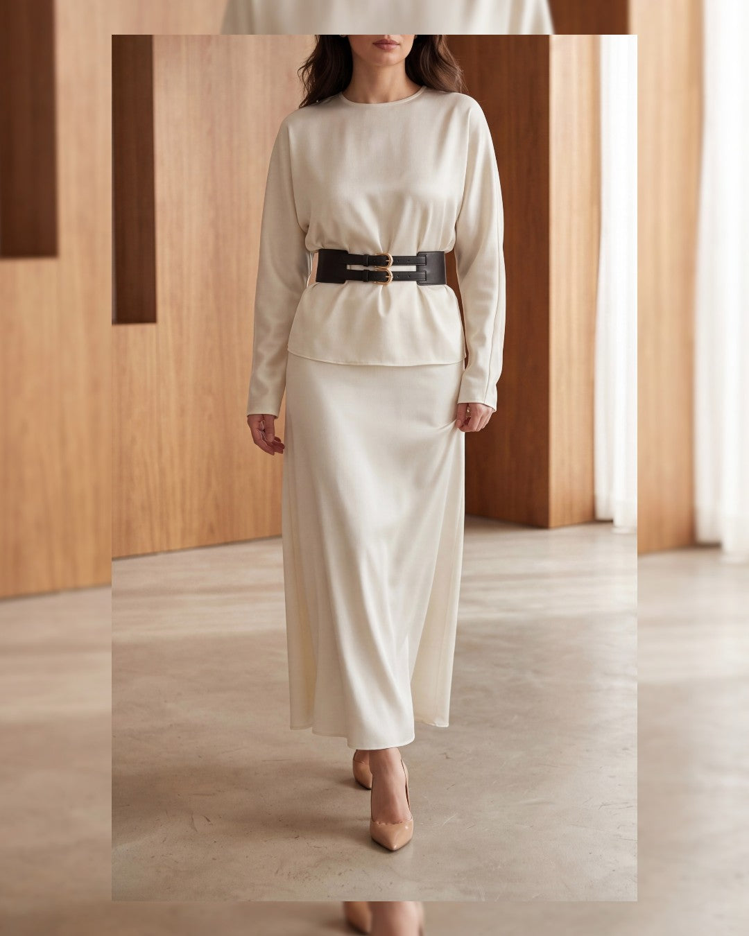 Belted Elegance Satin Set