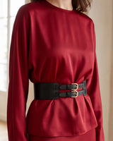 Belted Elegance Satin Set