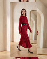 Belted Elegance Satin Set