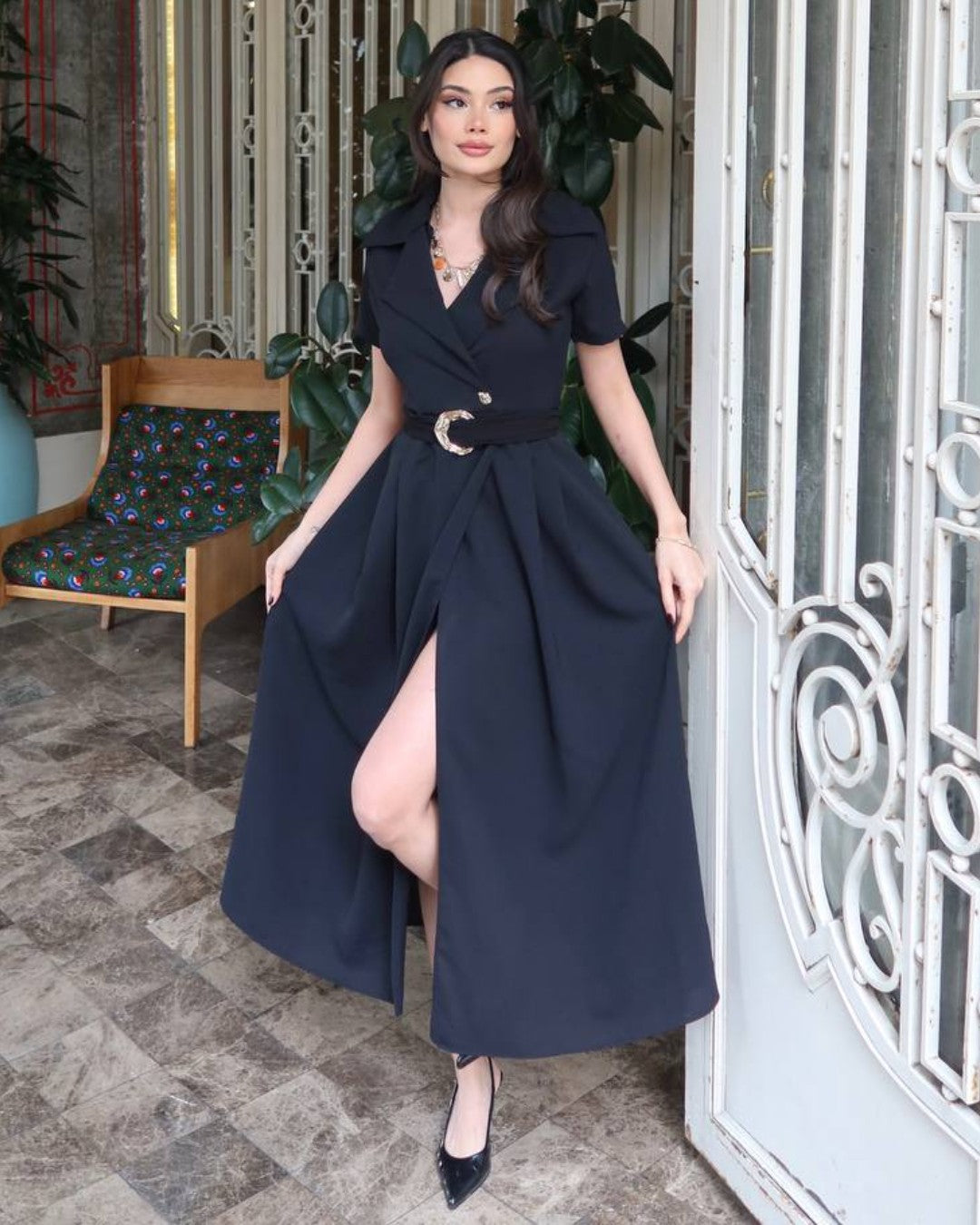 Belted Tailored Midi Dress