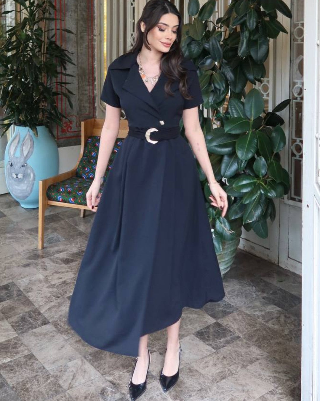 Belted Tailored Midi Dress