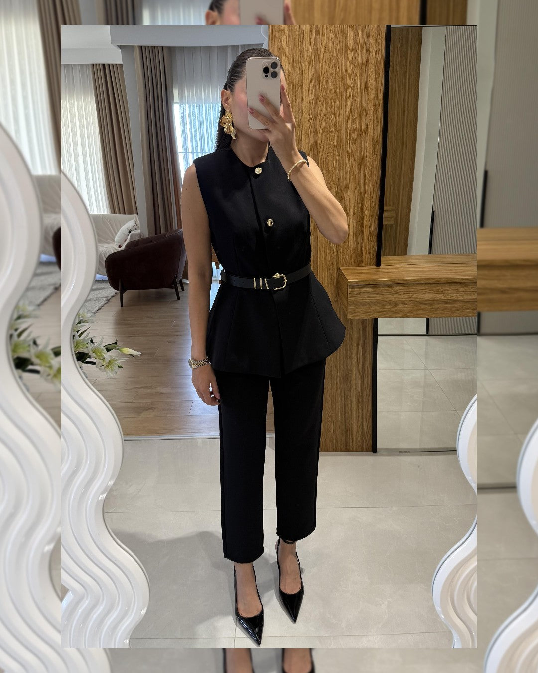 Belted Tailored Vest Set + Belt