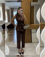 Belted Tailored Vest Set + Belt