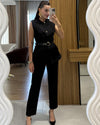 Belted Tailored Vest Set + Belt